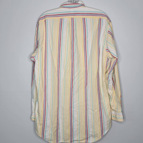 VTG 90s POLO COUNTRY Ralph Lauren Vertical Stripe Pastel Button Up Shirt Medium - Picture 2 of 8